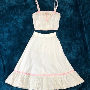Vintage cotton two-piece skirt and crop top